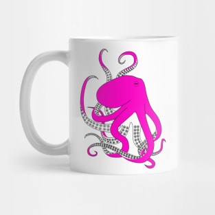 Hand drawn illustration of a pink octopus Mug